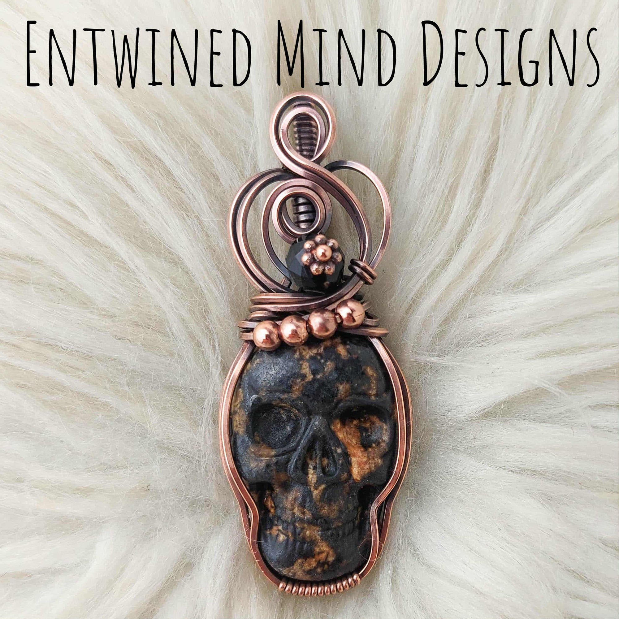 Jasper Skull Pendant In Copper