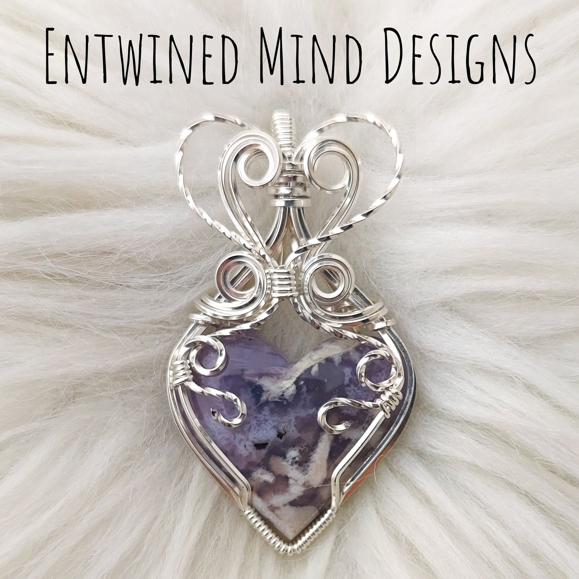 Artisan Cut Imperial Plume Agate In Sterling Silver Heart Pendant