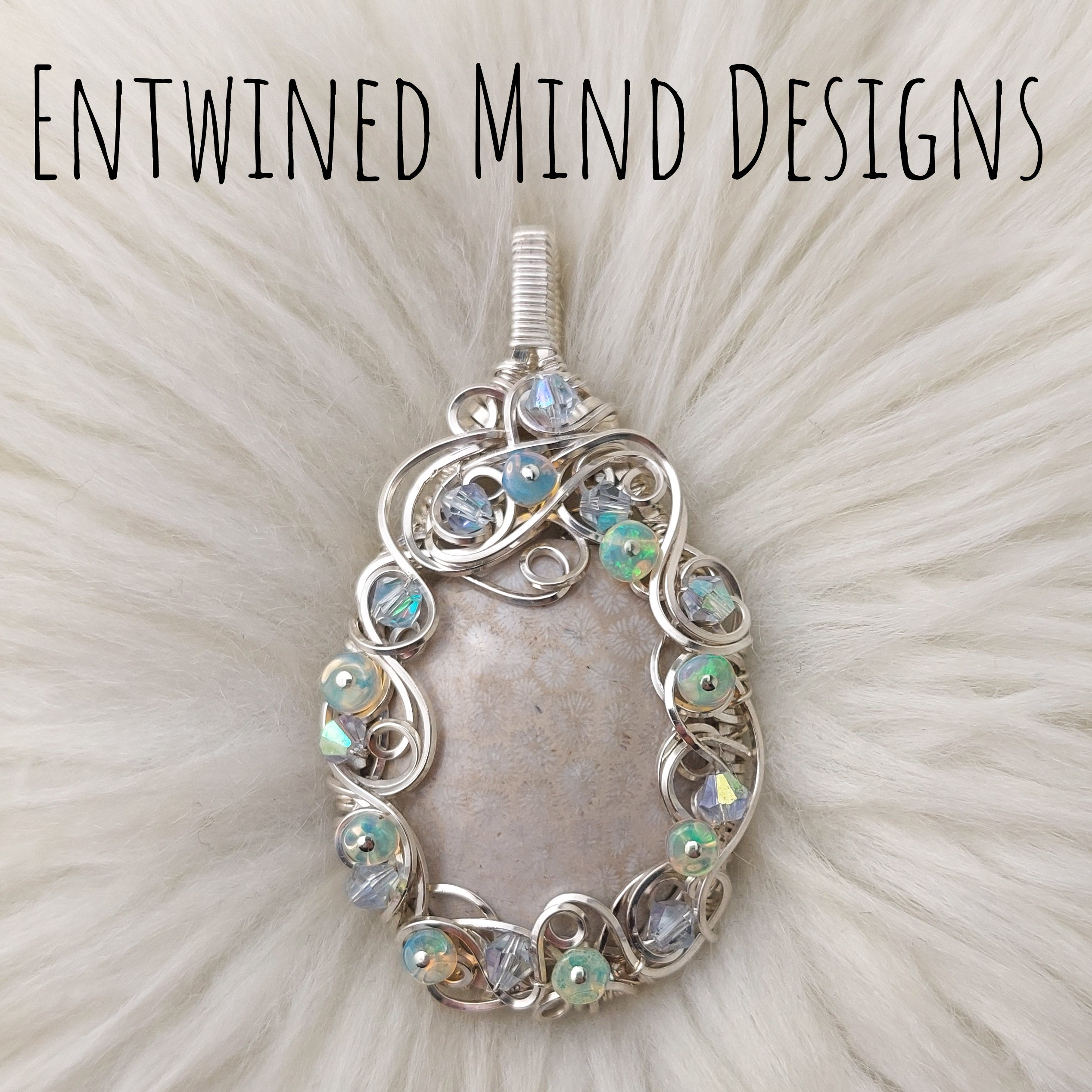 PENDANT & EARINGS SET- Transparent Eucalyptus Silver plated wire outlets wrapped