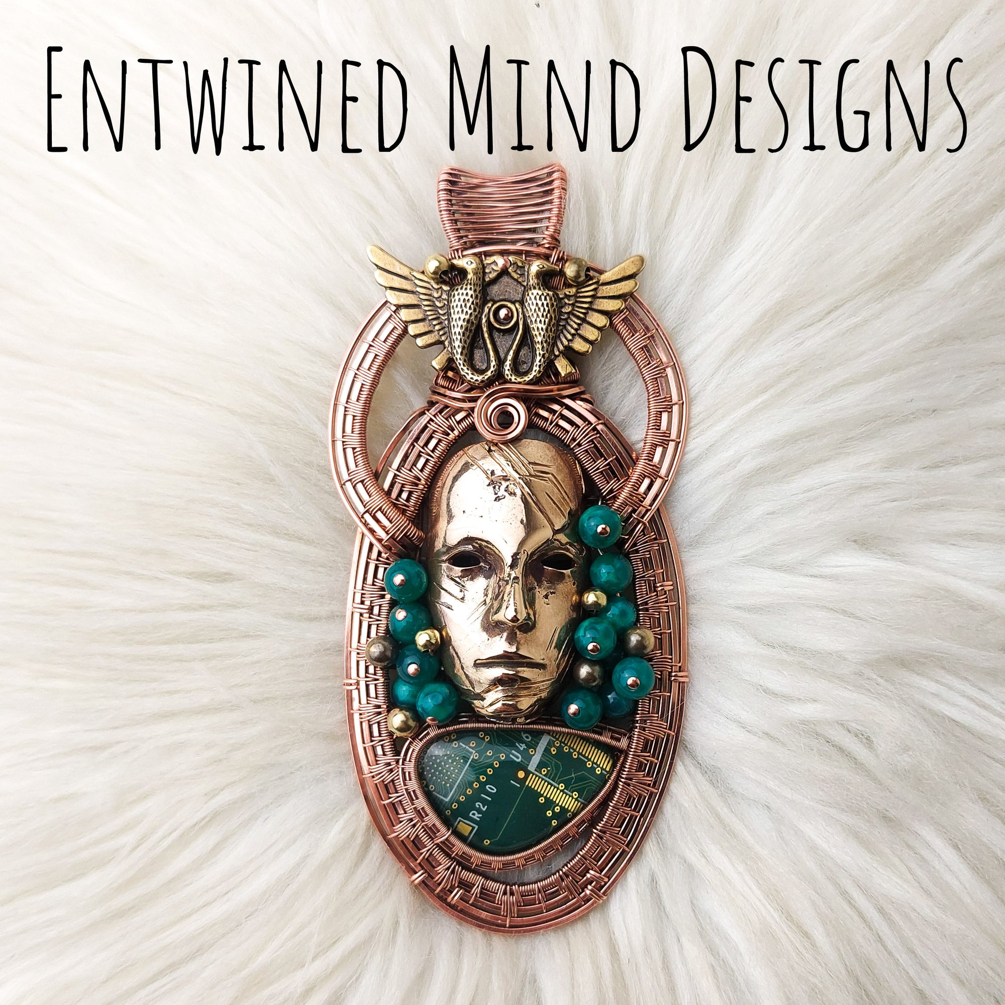 "Cyborg" Statement Pendant With Bronze And Copper