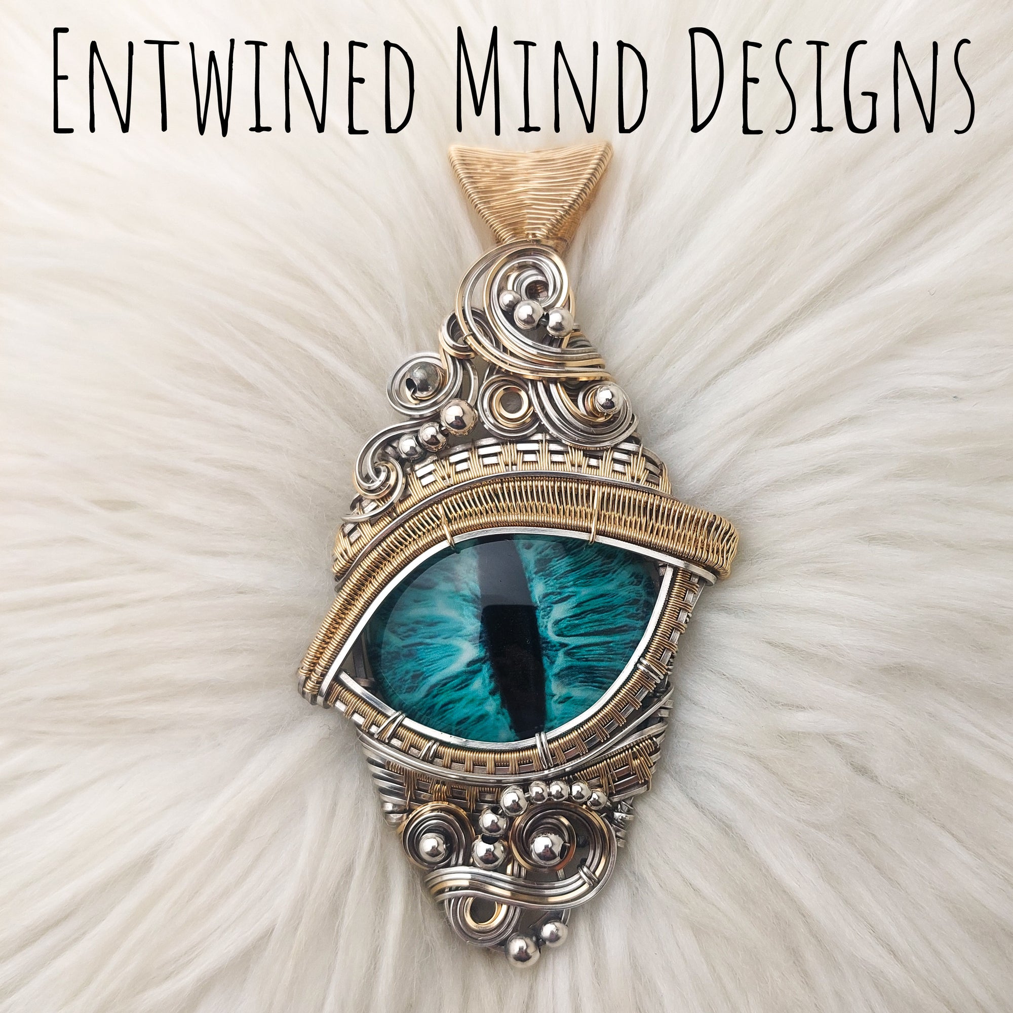 "Harlow"  Sterling Silver and 14k Goldfilled Dragons Eye Pendant