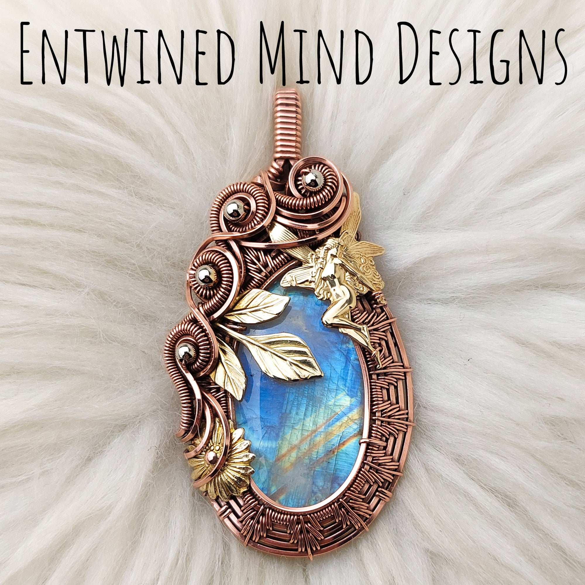 Moonstone And Fairy Copper Statement Pendant