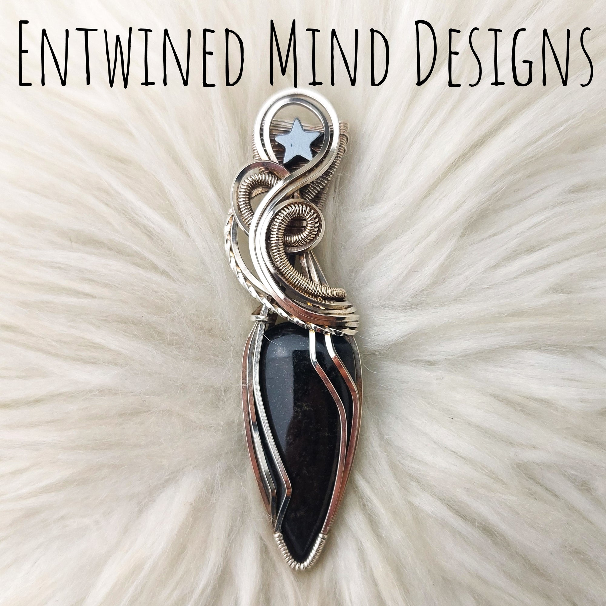 RESERVED "Night Owl" Black Jade and Sterling Silver Statement Pendant