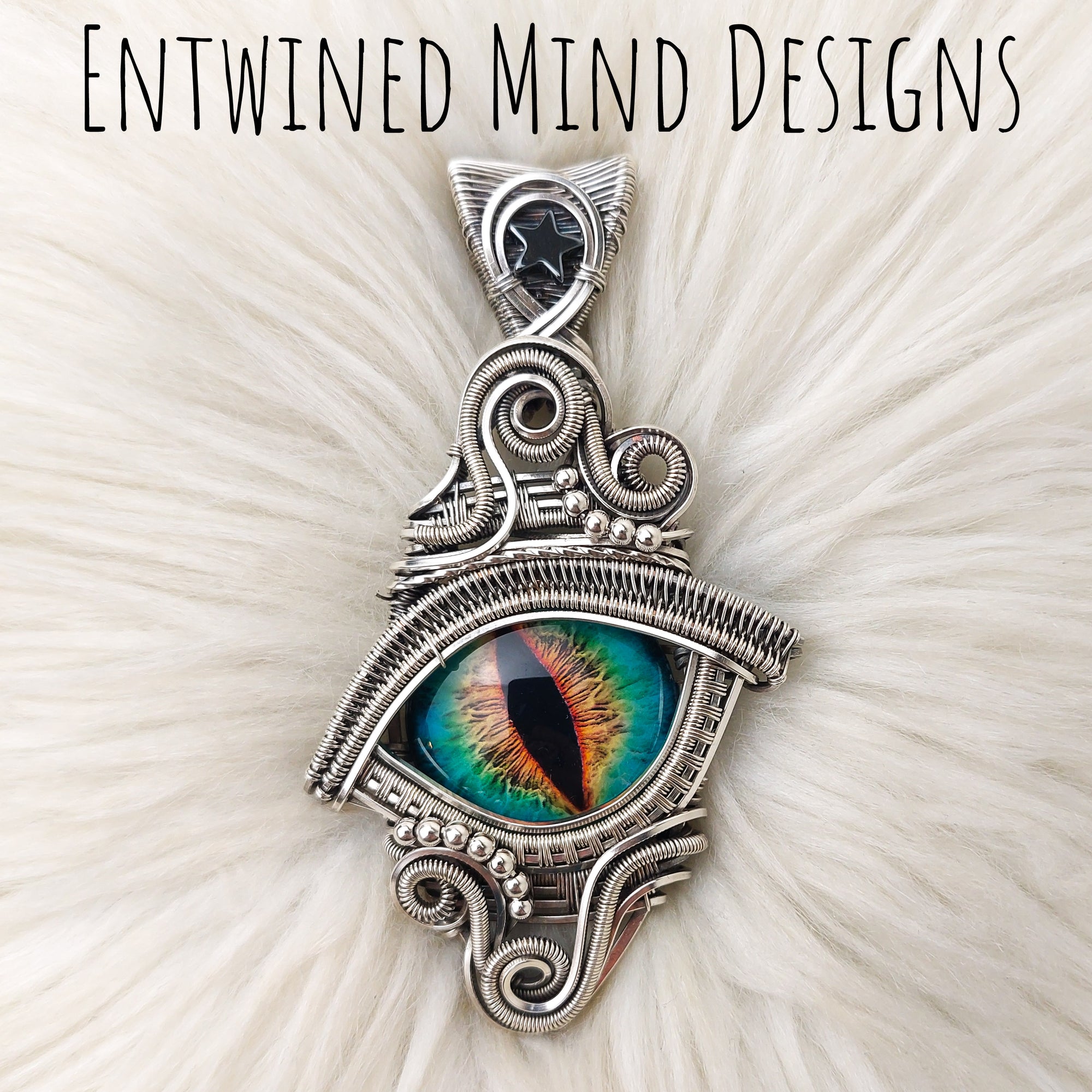 Green Sterling Silver Dragons Eye Pendant