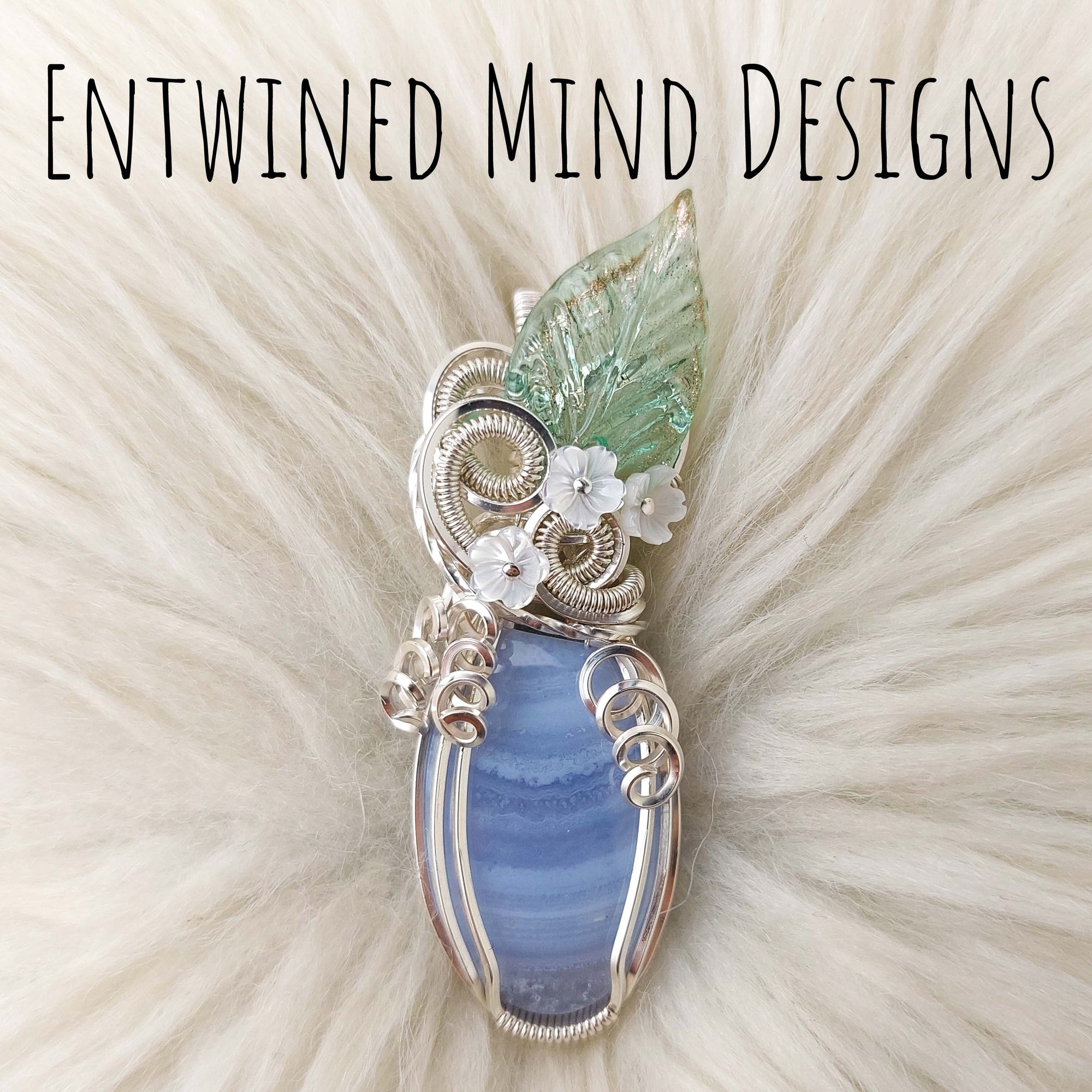 Blue Lace Agate And Sterling Silver Statement Pendant