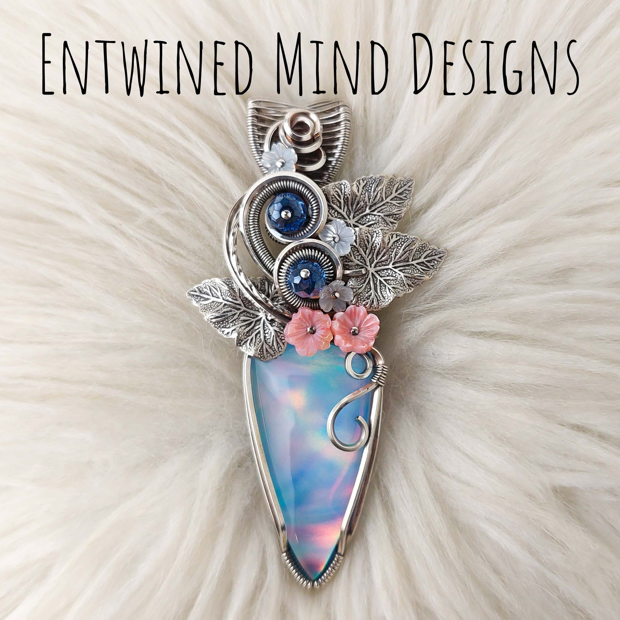 Artisan Cut Aurora Opal Statement Pendant In Sterling Silver