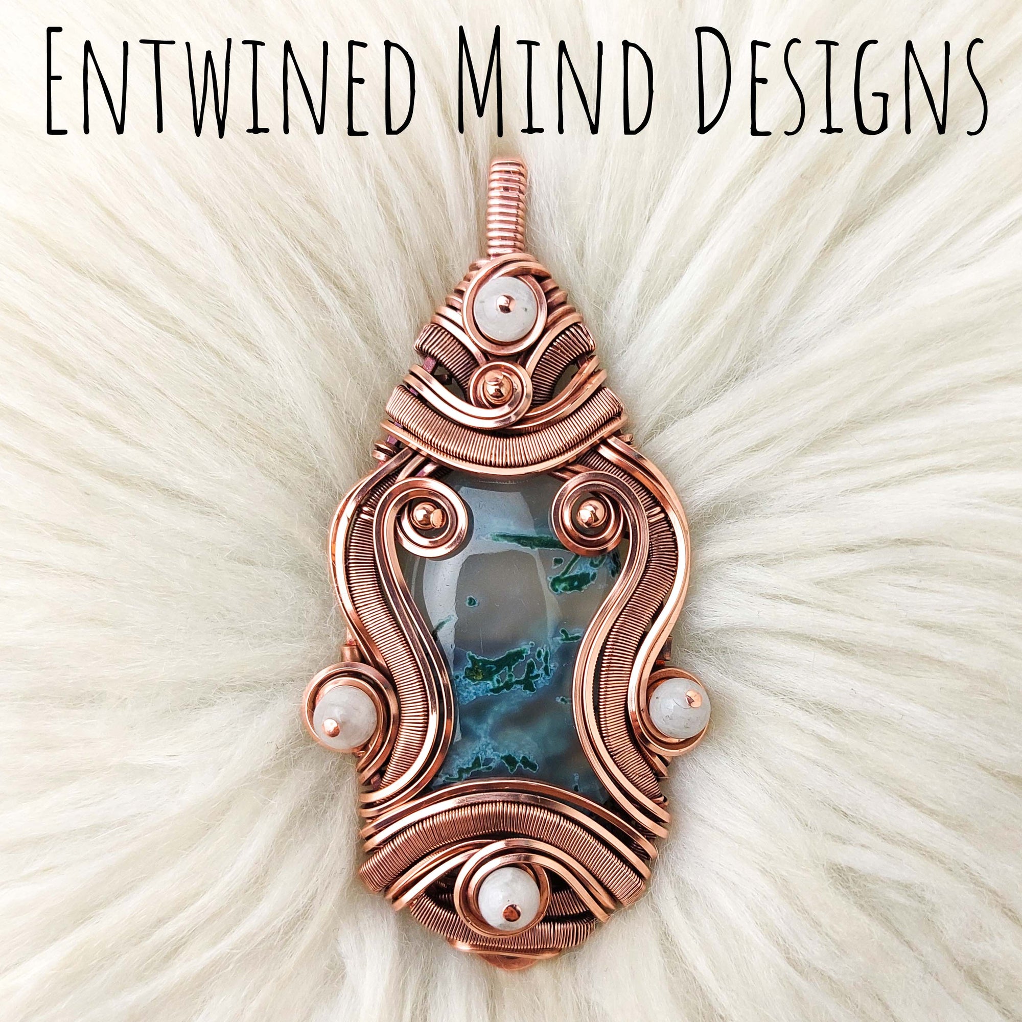 Indonesian Moss Agate Copper Statement Pendant