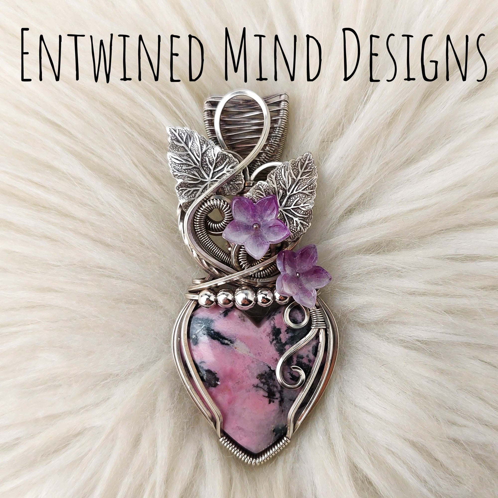 Rhodonite And Sterling Silver Heart Pendant