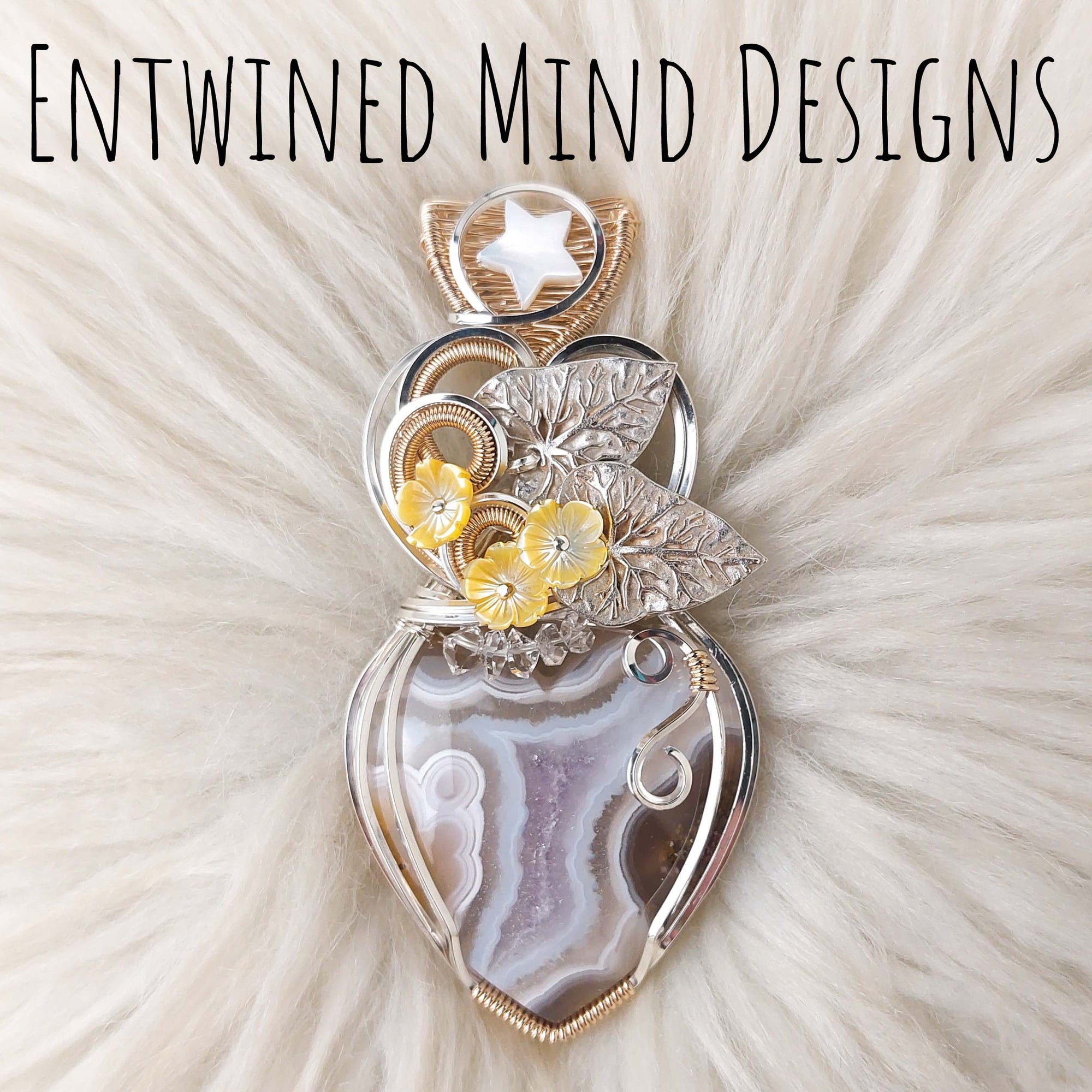 Artisan Cut Turkish Amethyst Tube Agate And Sterling Silver Heart Pendant