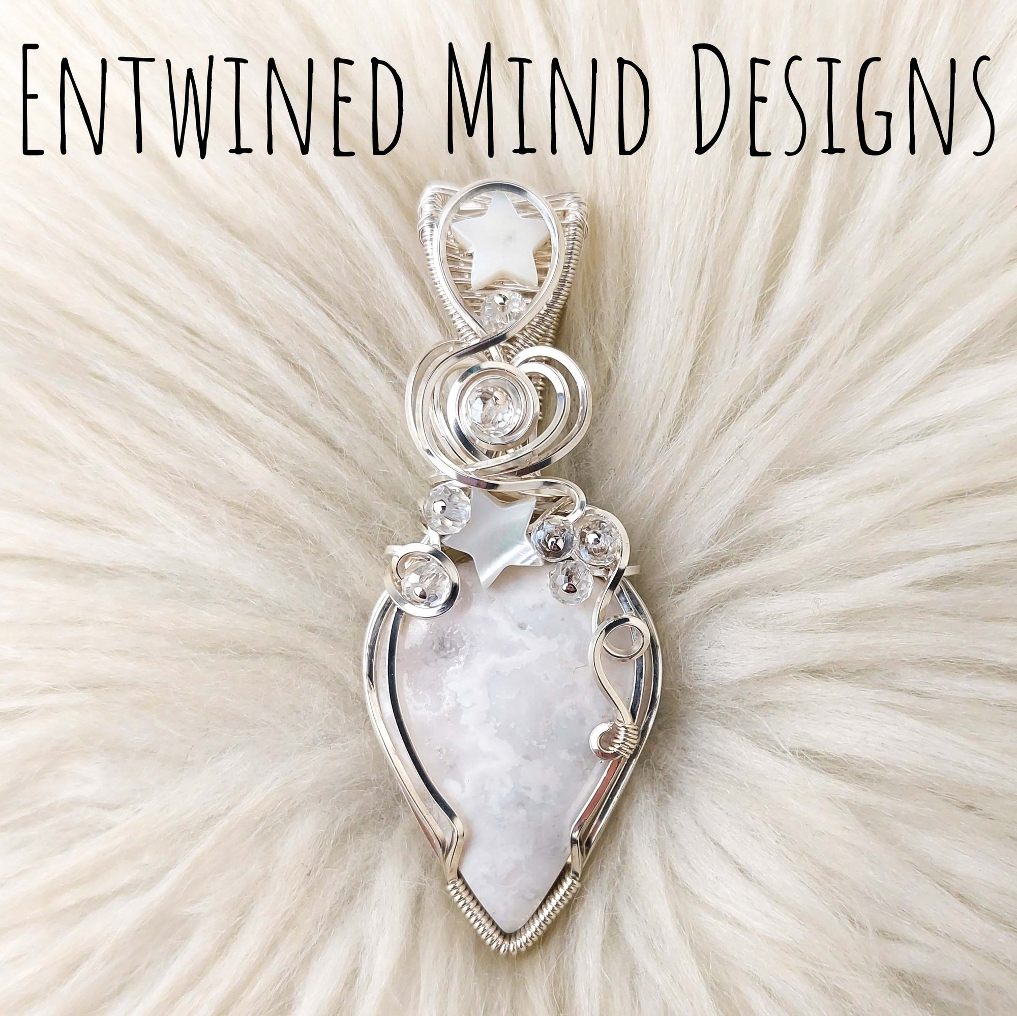 White Agate Statement Pendant In Sterling Silver