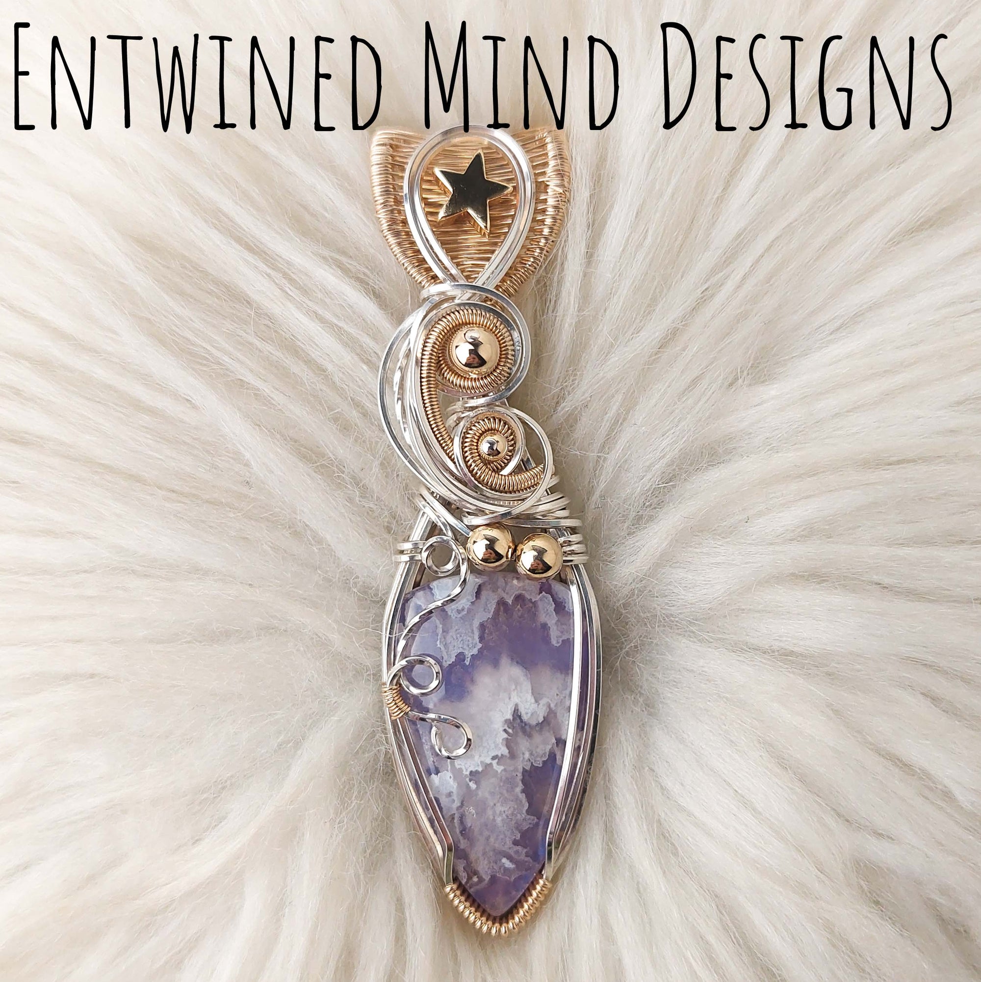 Aurora Plume Agate Doublet Sterling Silver And 14k Goldfill Statement Pendant