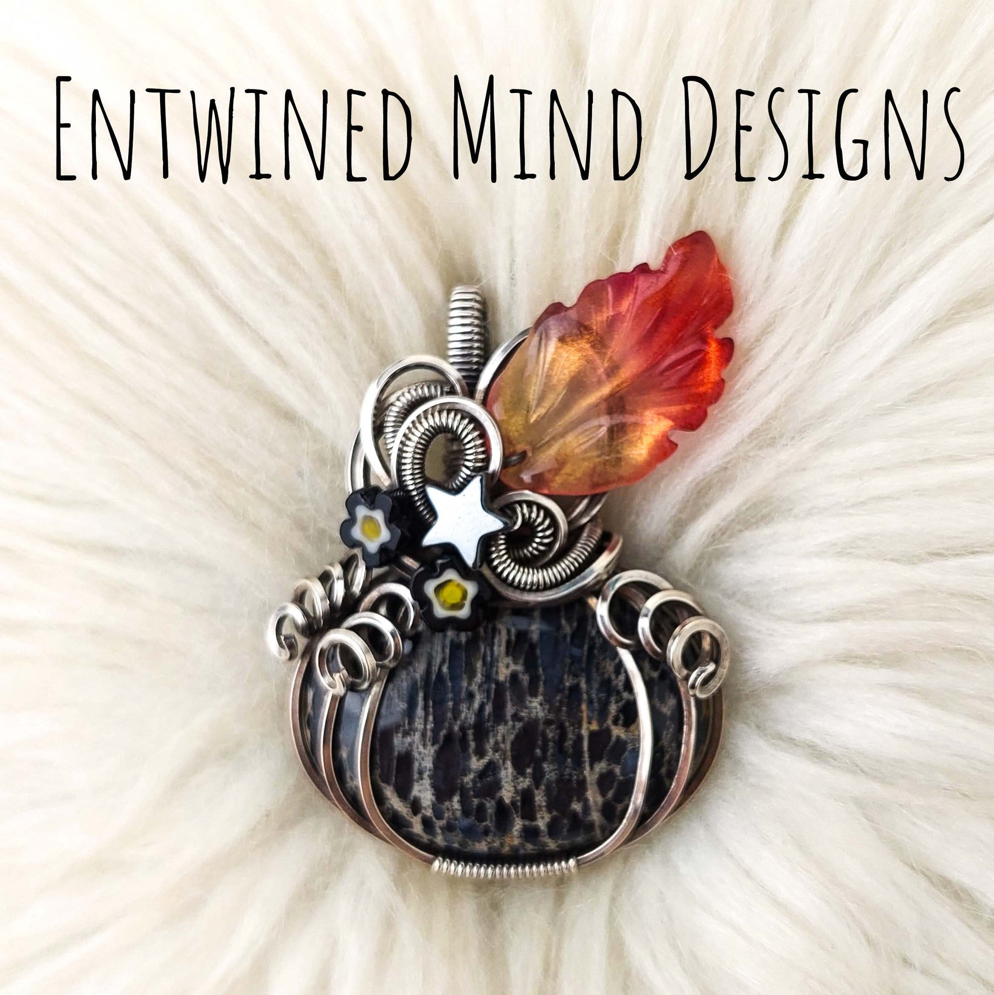 Fossil Coral Pumpkin Pendant In Sterling Silver