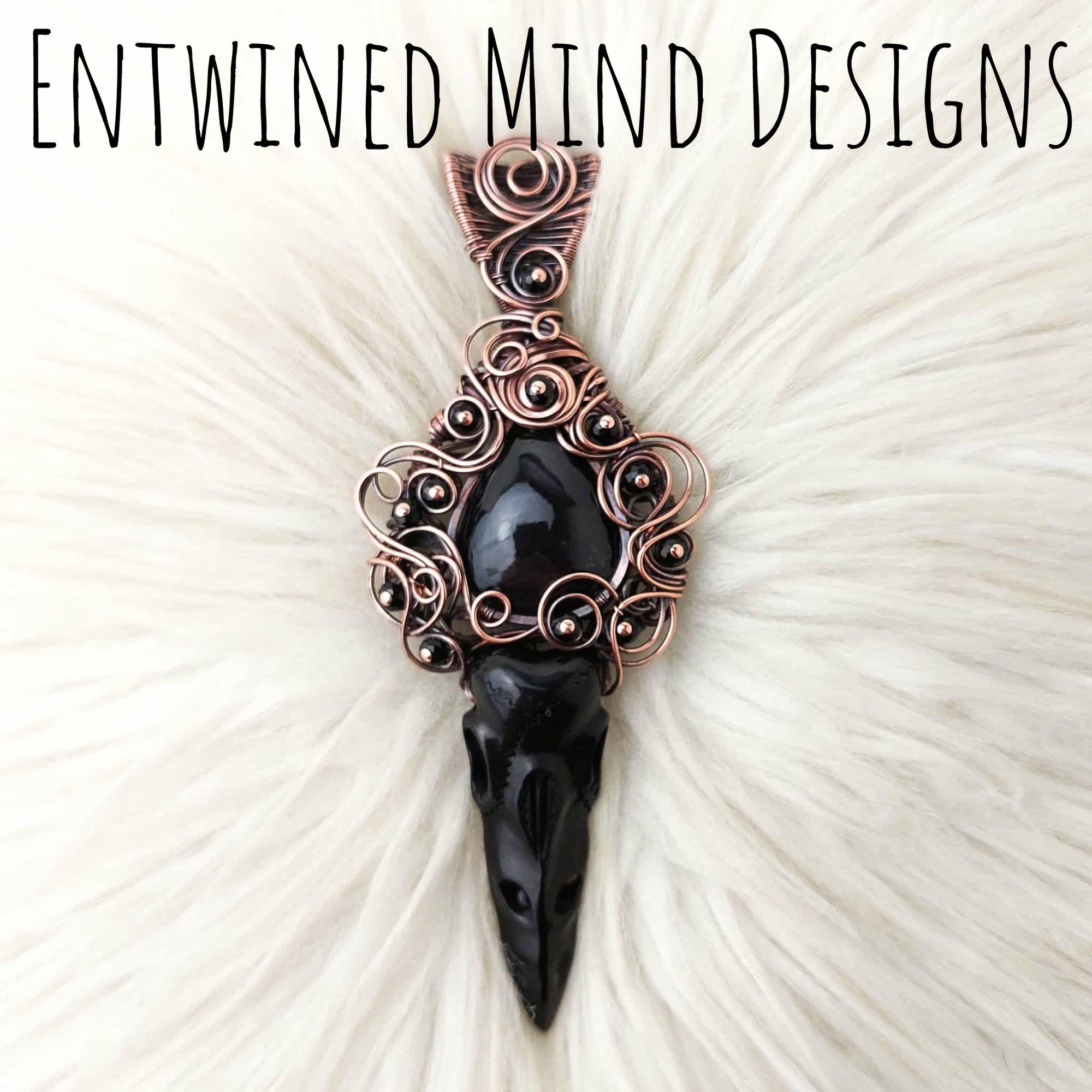 Carved Bird Skull Statement Pendant In Copper