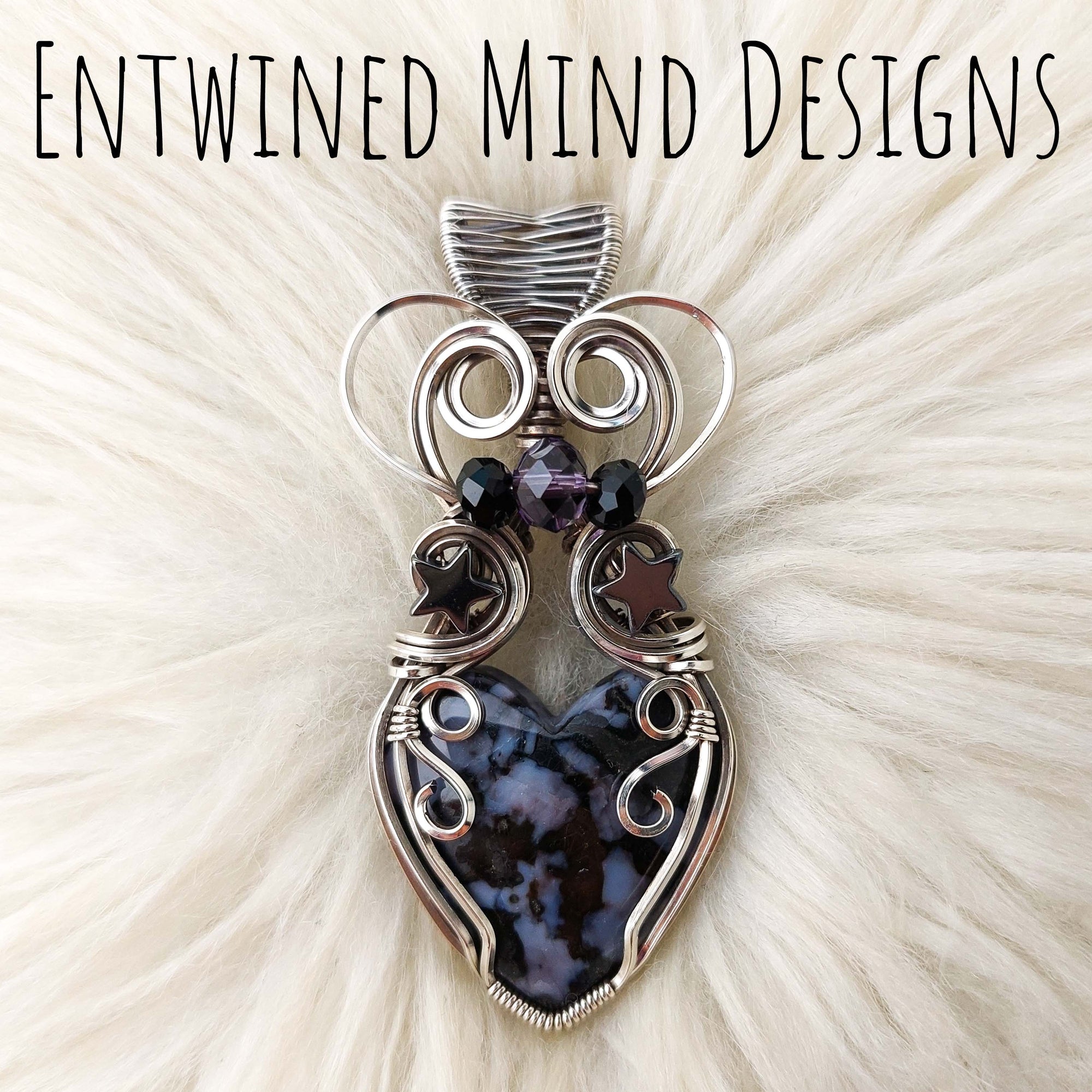 Indigo Gabbro And Sterling Silver Heart Pendant