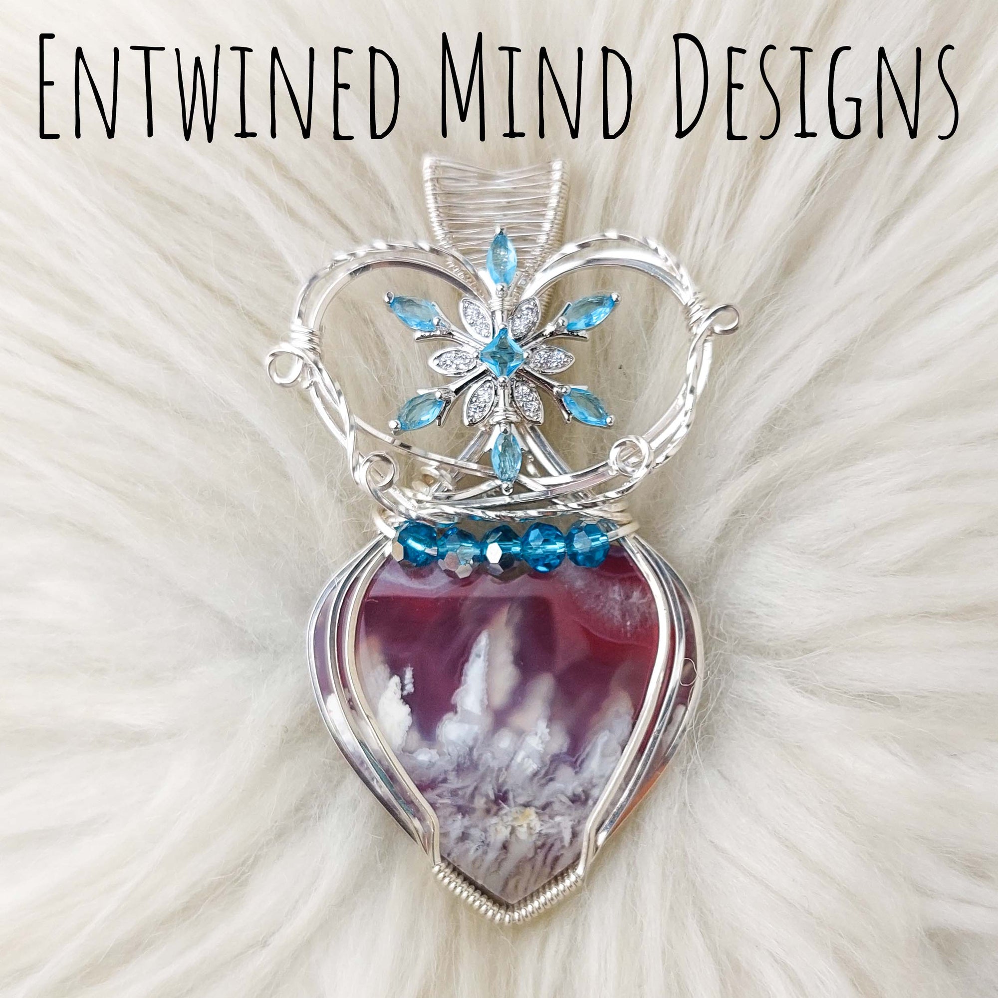 Red Aurora Plume Agate Doublet And Sterling silver Heart Pendant