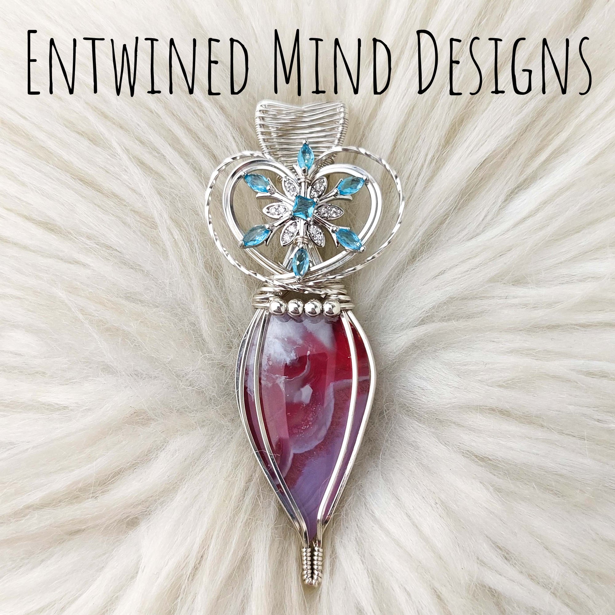 Red Aurora Plume Agate Doublet And Sterling silver Heart Pendant