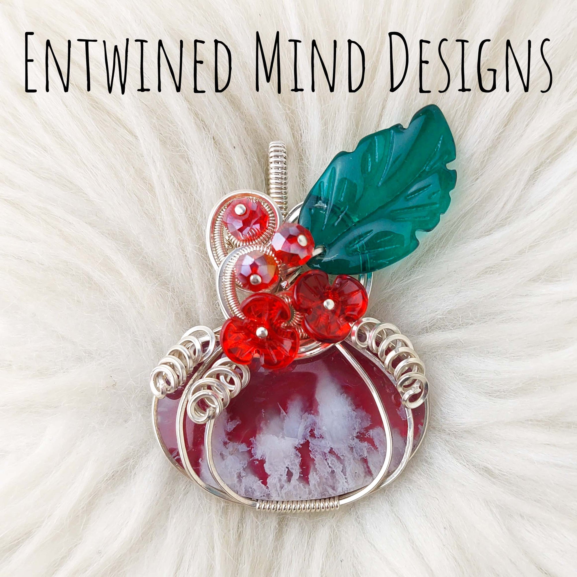 Red Aurora Plume Agate Doublet And Sterling silver Pumpkin Pendant