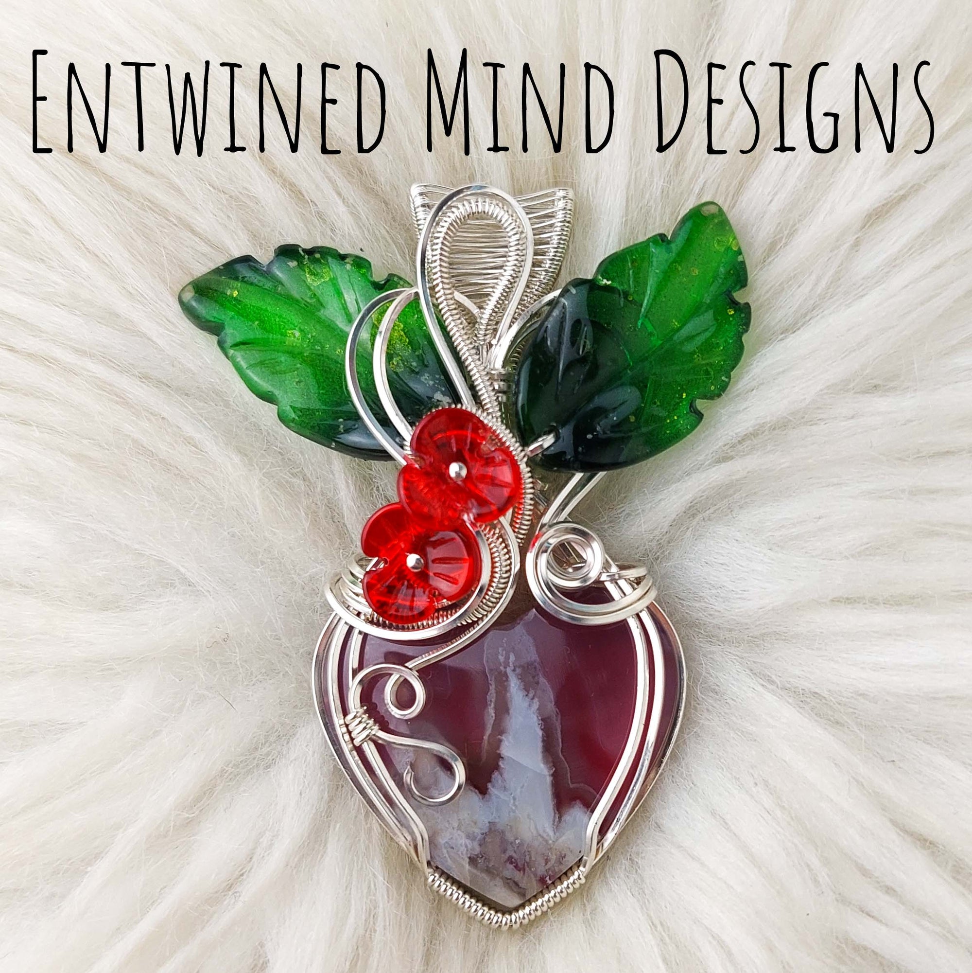 Red Aurora Plume Agate Doublet And Sterling Silver Pendant