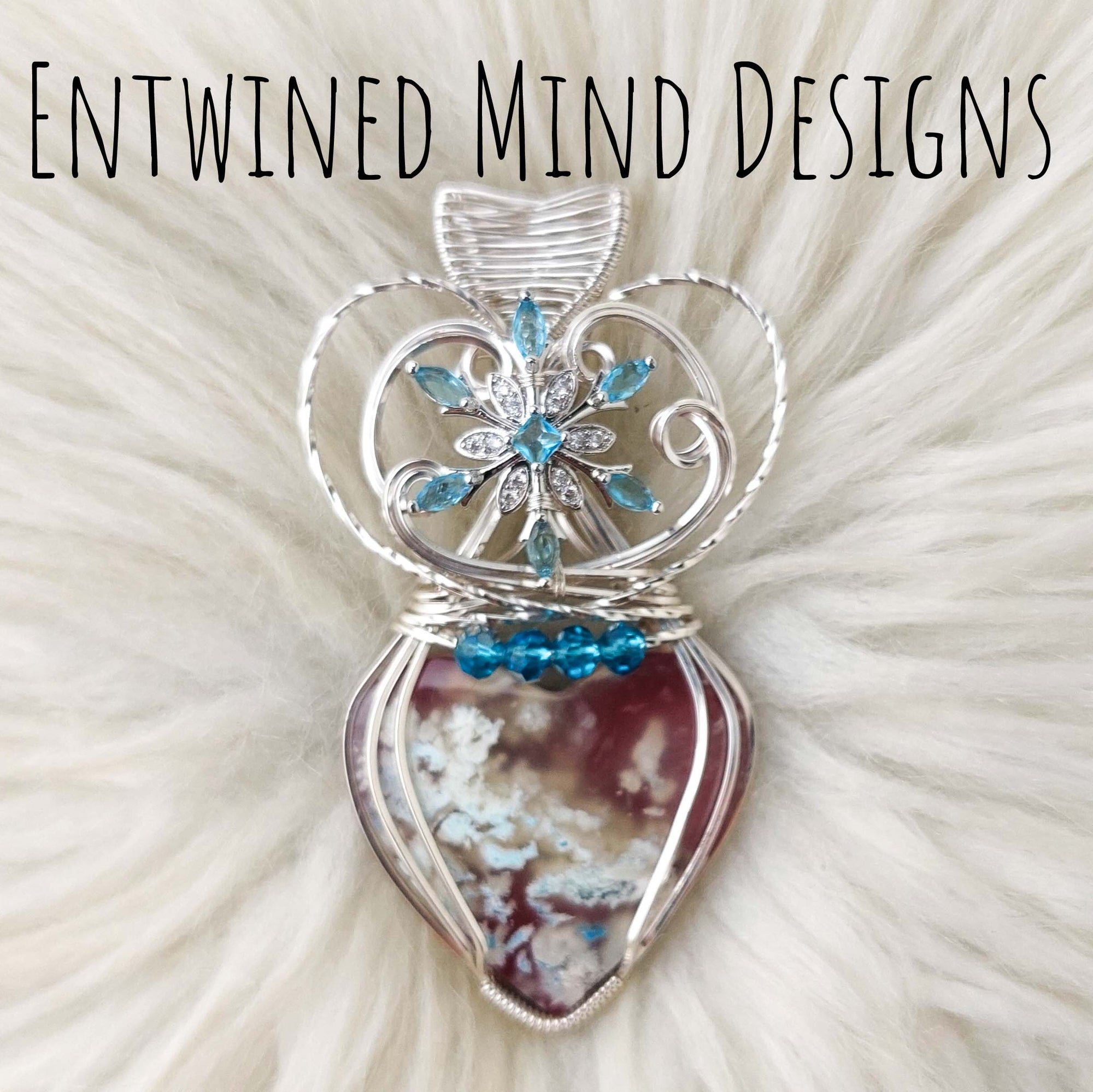 Red Aurora Plume Agate Doublet And Sterling silver Heart Pendant