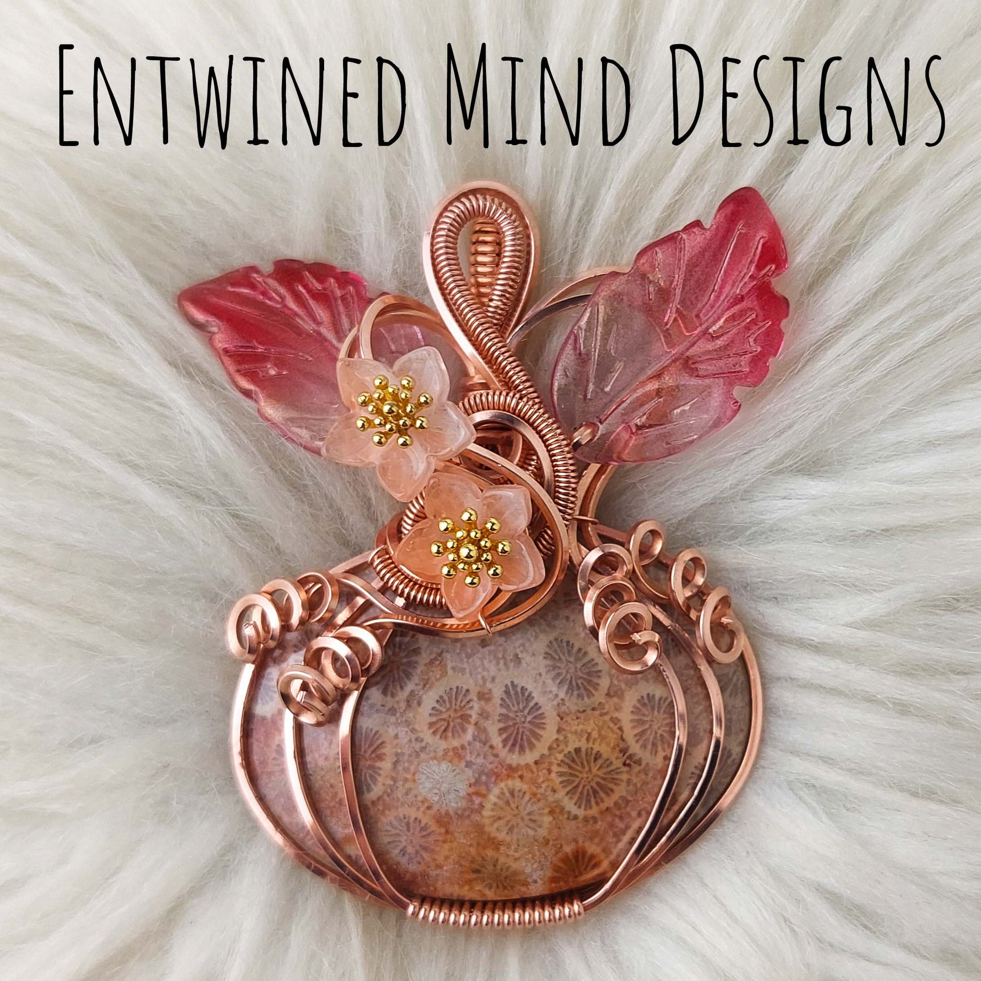 Fossil Coral Pumpkin Pendant In Copper