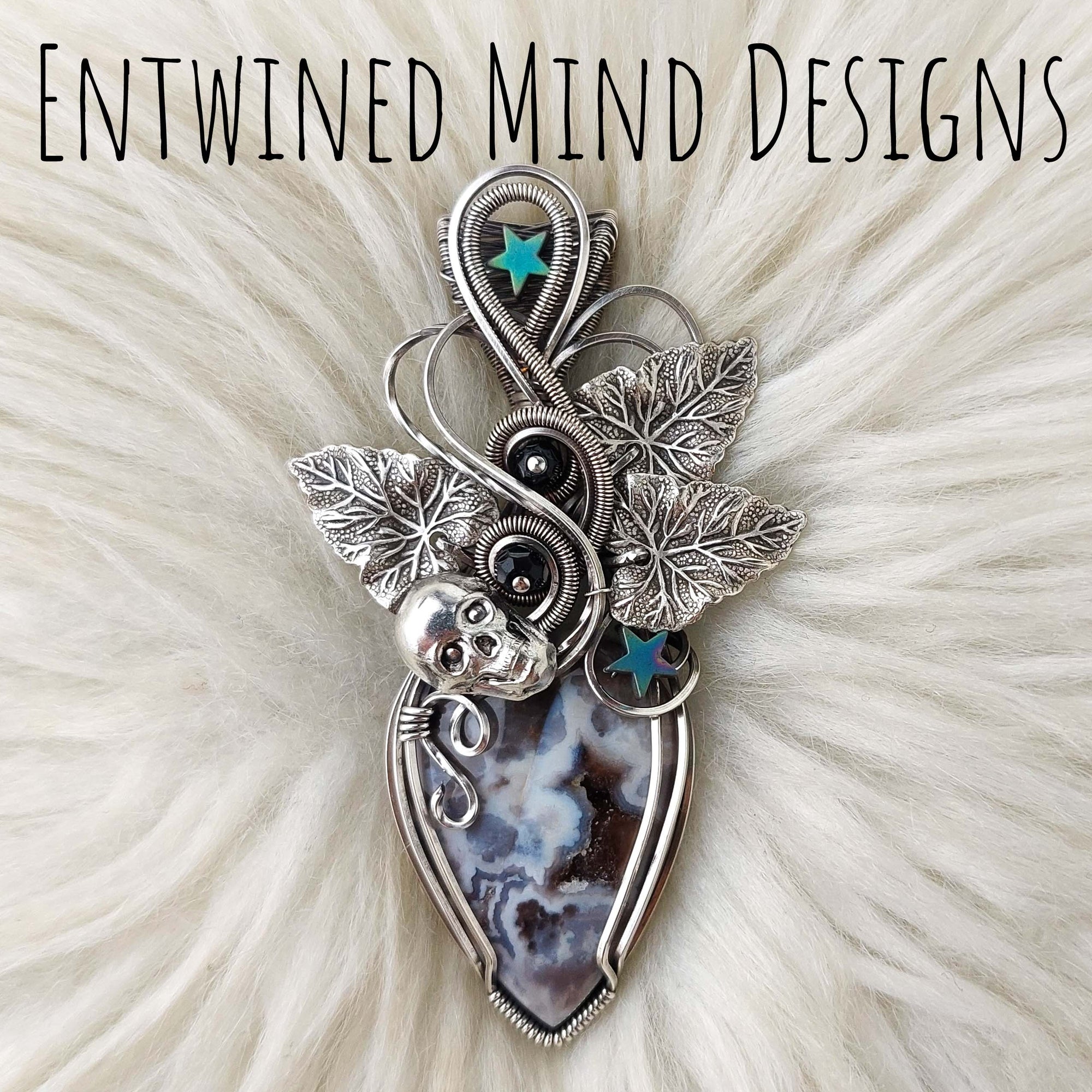 Black And White Crazy Lace Agate Pendant In Sterling Silver