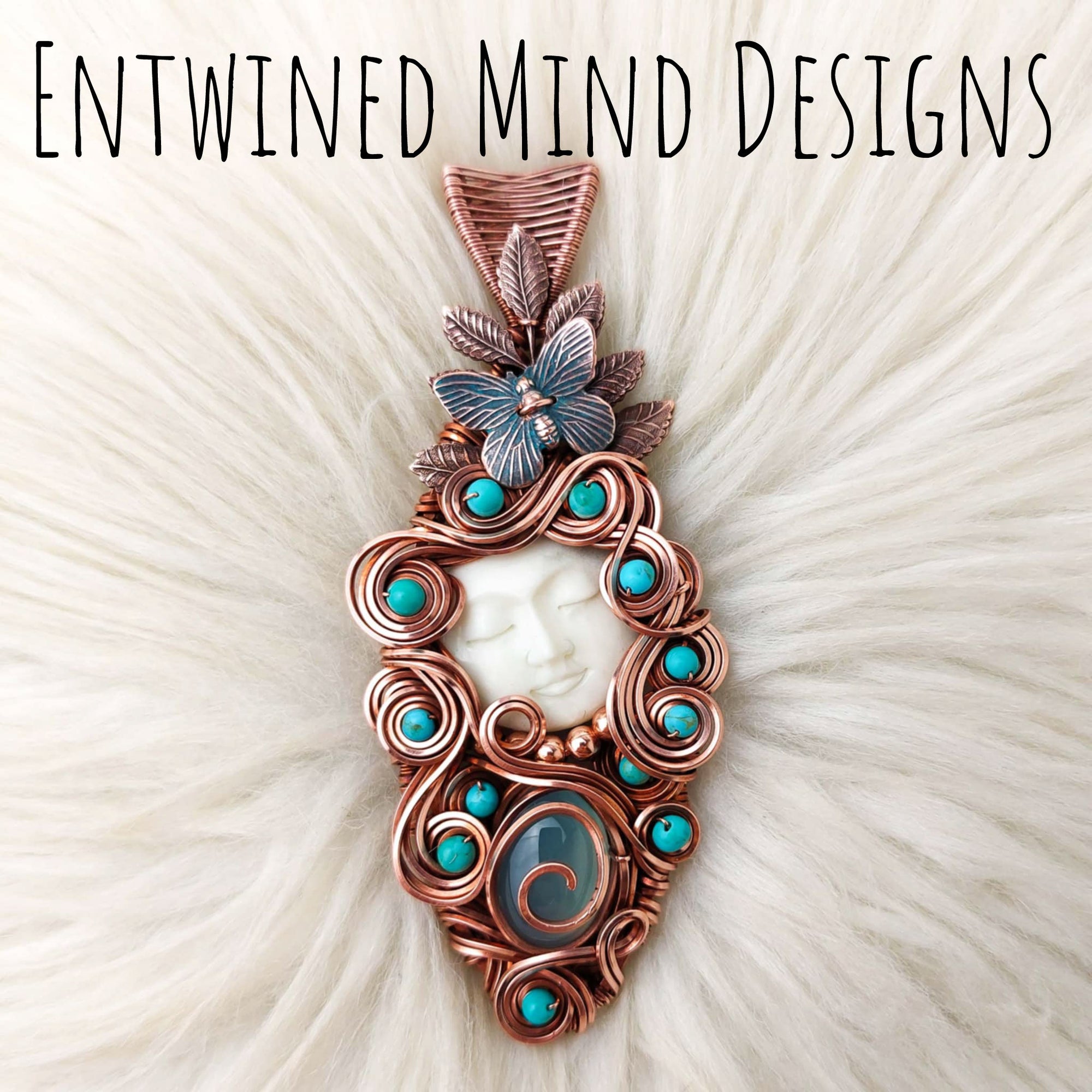 Goddess Statement Pendant With Turquoise In Copper