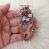 Artisan Cut Indonesian Lace Agate And Copper Heart Statement Pendant