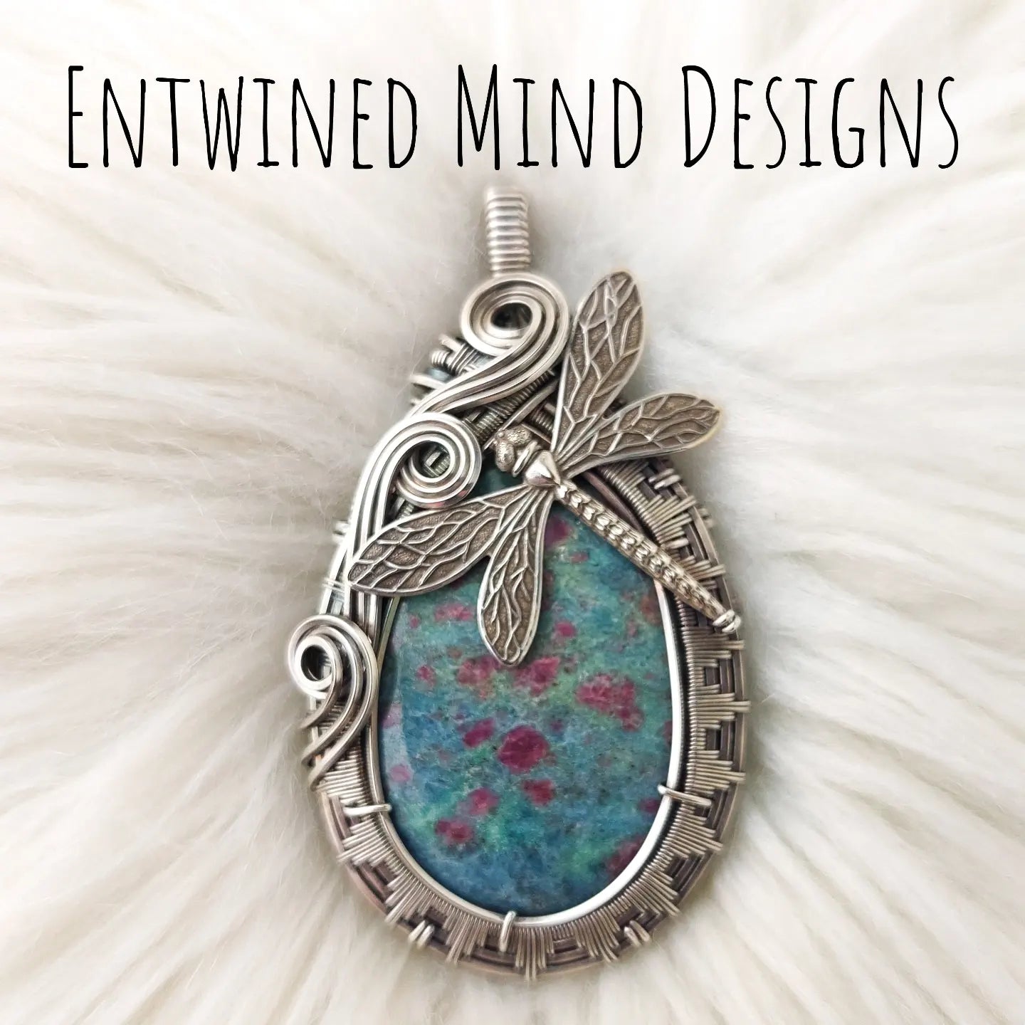 Ruby In Fuchsite With Dragonfly Sterling Silver Statement Pendant