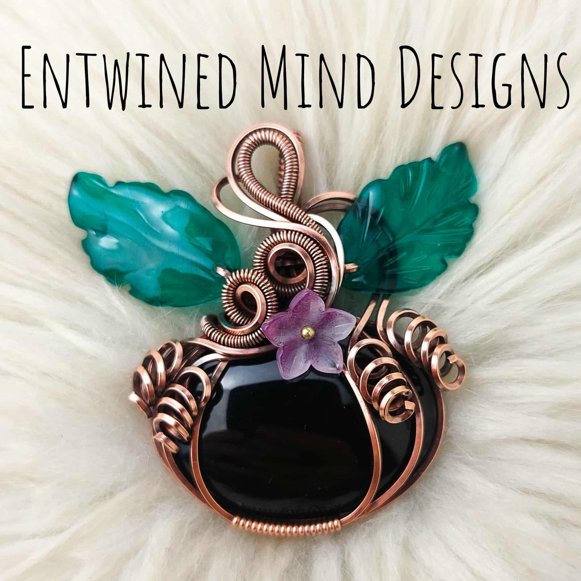 Black Onyx Pumpkin Pendant In Copper
