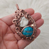 "Mother Earth" Turquoise, Bone, And Copper Statement Pendant