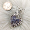 Artisan Cut Imperial Plume Agate In Sterling Silver Heart Pendant