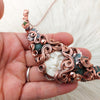 Godess in Copper With Garnet and Aventurine Statement Necklace