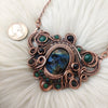 "Treasure Skull" Copper Necklace With Smoked Opals