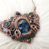 "Treasure Skull" Copper Necklace With Smoked Opals