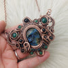 "Treasure Skull" Copper Necklace With Smoked Opals