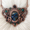 "Treasure Skull" Copper Necklace With Smoked Opals