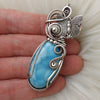 Larimar And Butterfly Statement Pendant In Sterling Silver