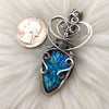 Carved Green Blue Labradorite Sterling Silver Pendant