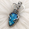 Carved Green Blue Labradorite Sterling Silver Pendant