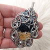 "Dragon Lair" Sterling Silver And Fossilized Palm Root Agate Statement Pendant