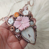 "Flower Punch" Shell, White Agate, And Copper Statement Necklace