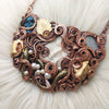 "Eden" Labradorite, Freshwater Pearl, Brass, Moonstone, And Copper Statement Necklace