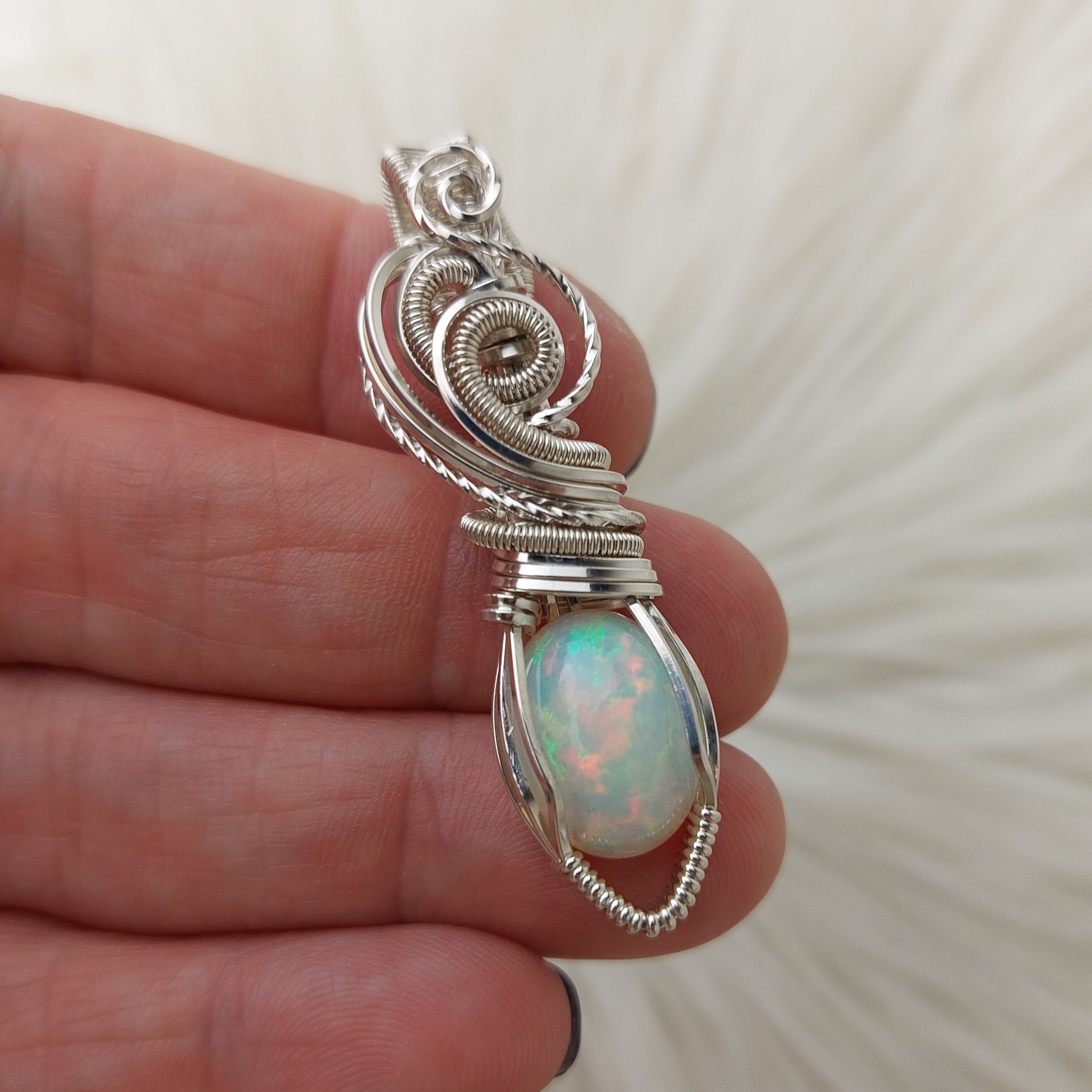 Raw top Ethiopian Opal Wire Wrapped Pendant #1