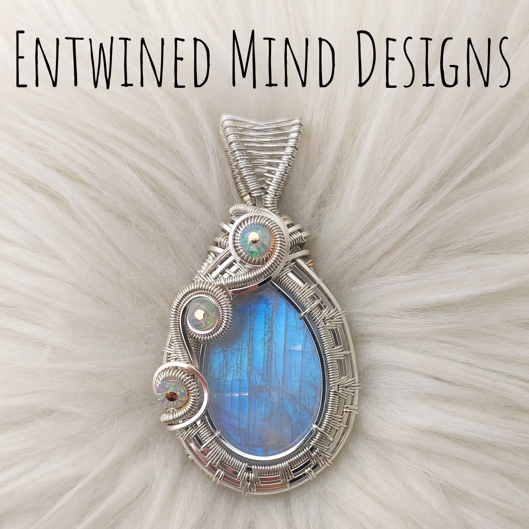 Moonstone and Opal Statement Pendant In Sterling Silver