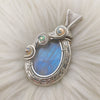 Moonstone and Opal Statement Pendant In Sterling Silver