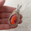 Artisan Cut Red Aurora Opal Statement Pendant In 14k Goldfill and Sterling Silver