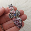 Pink Laguna Agate Statement Pendant In Sterling Silver