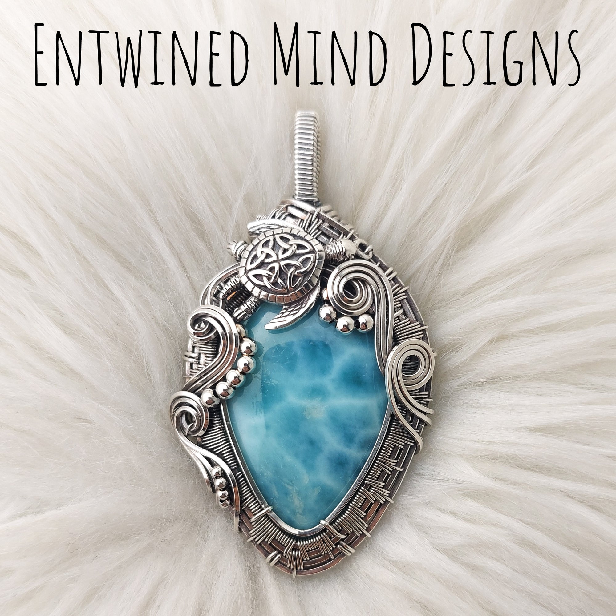 Turtle, AAA Larimar, And Sterling Silver Statement Pendant