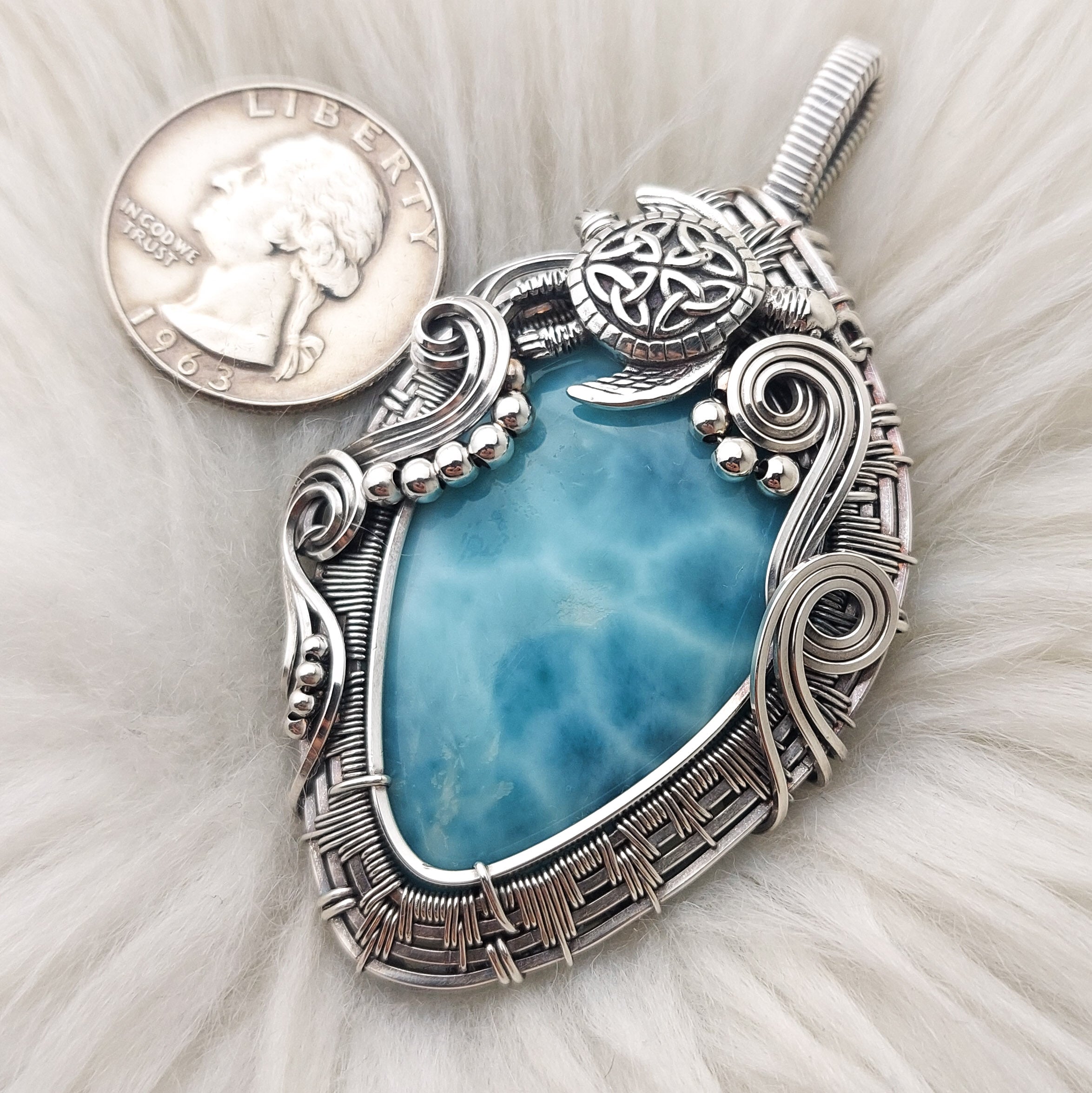 AAA+ High outlet Quality Wire Wrapped Larimar Pendant!