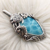 Turtle, AAA Larimar, And Sterling Silver Statement Pendant